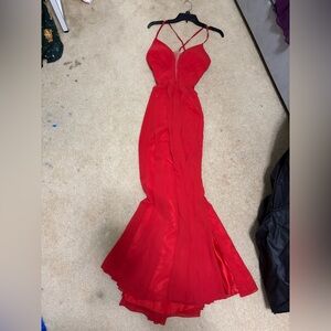 Faviana Striking Red Backless Dress